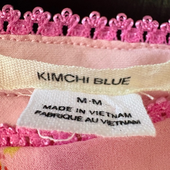 Kimchi Blue Pink Floral Asymmetrical Tiered Ruffle Skirt Size M - Picture 9 of 12